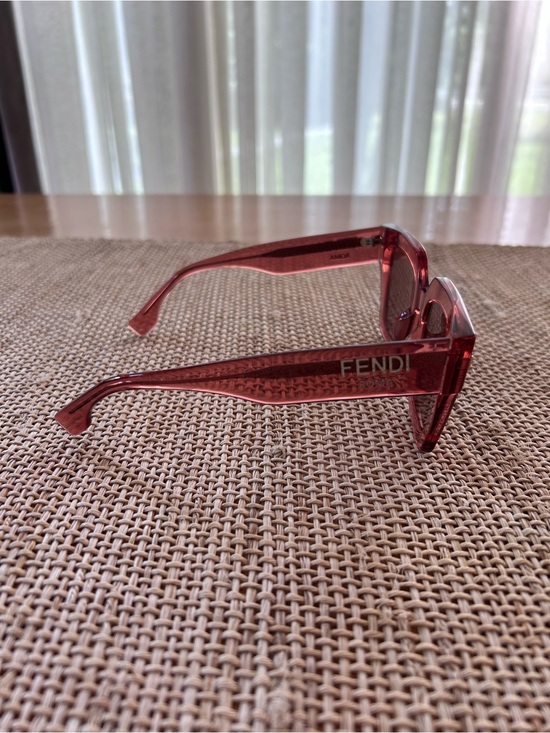 Fendi Roma Square Sunglasses Featuring a Transparent Pink Acetate Frame. No Case main image 2